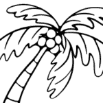 Line drawing of a tropical palm tree for landscaping design.