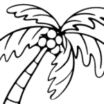 Line drawing of a tropical palm tree for landscaping design.